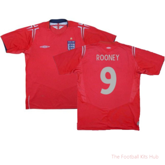 England 2004-06 Away Umbro Shirt (M) (Excellent) (Rooney 9)-unisoccer store